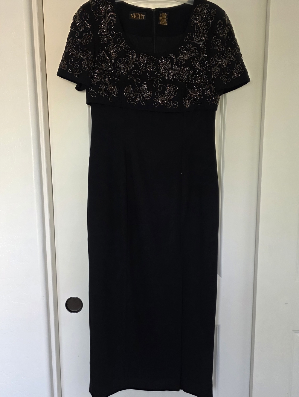 Liz Claiborne Night Collection Black Embellished Maxi Ankle Dress Size 8